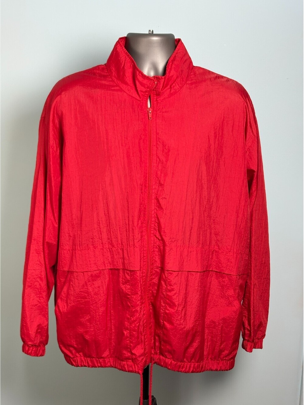 Vintage Jennifer Moore Womens XL Red Windbreaker Jacket Nylon Track Coat 90s